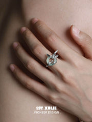 1ST XULIE "Irises" Adjustable Statement Iris Flower Ring in 925 Sterling Silver - Packaging View