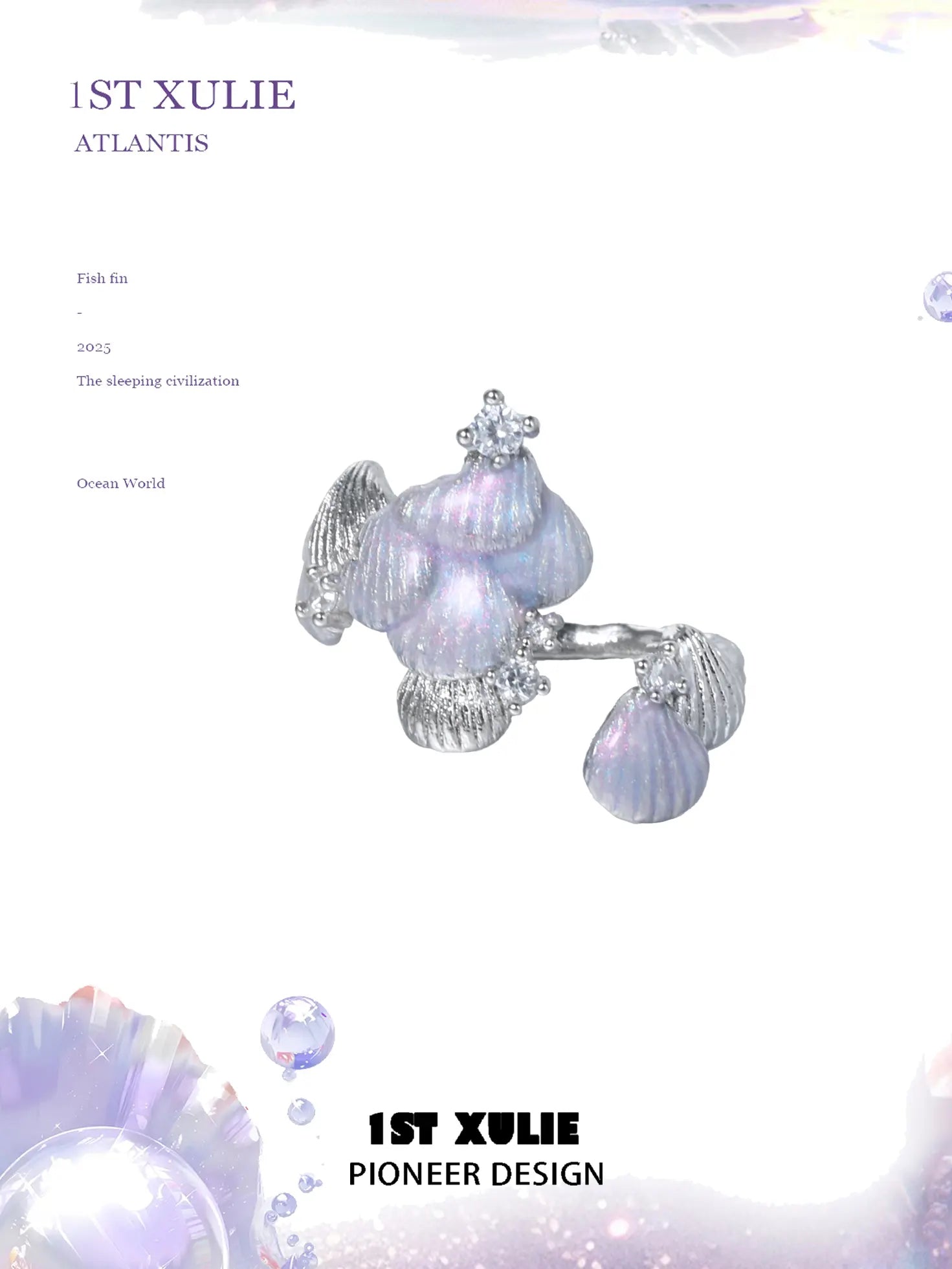 1ST XULIE "ATLANTIS" Adjustable Statement Seashell Ring - Lifestyle Shot