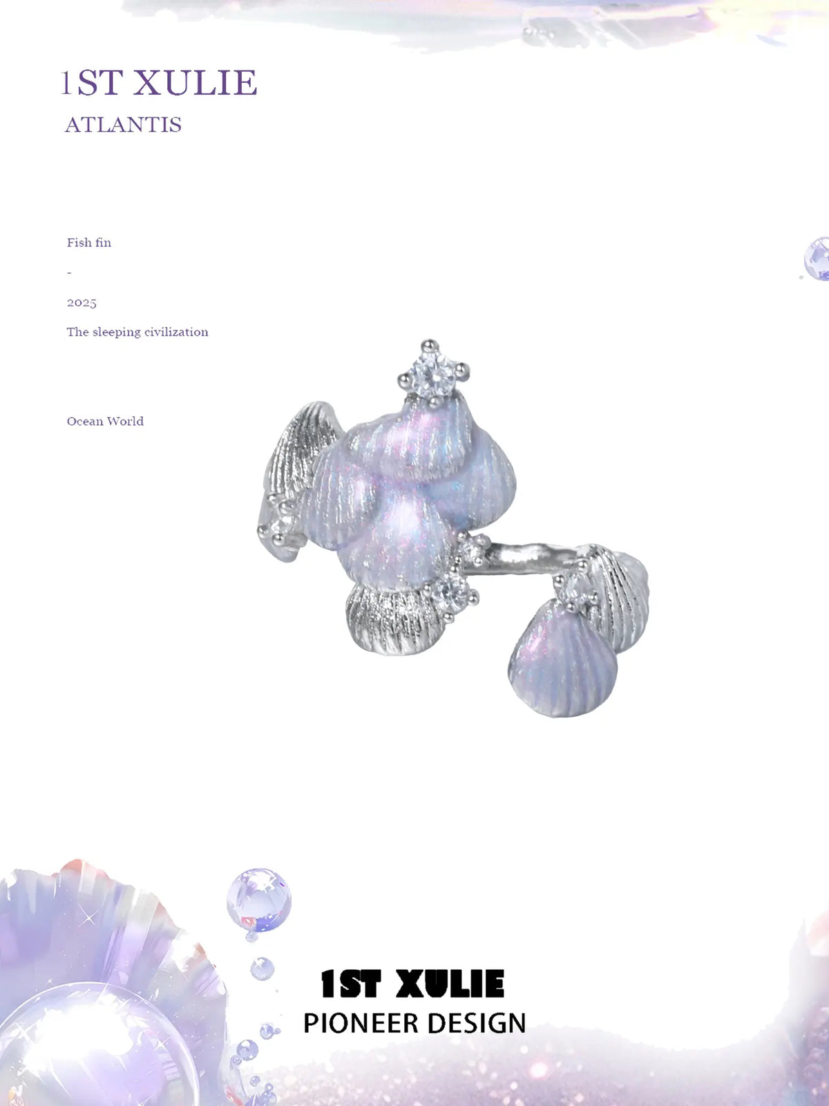 1ST XULIE "ATLANTIS" Adjustable Statement Seashell Ring - Lifestyle Shot