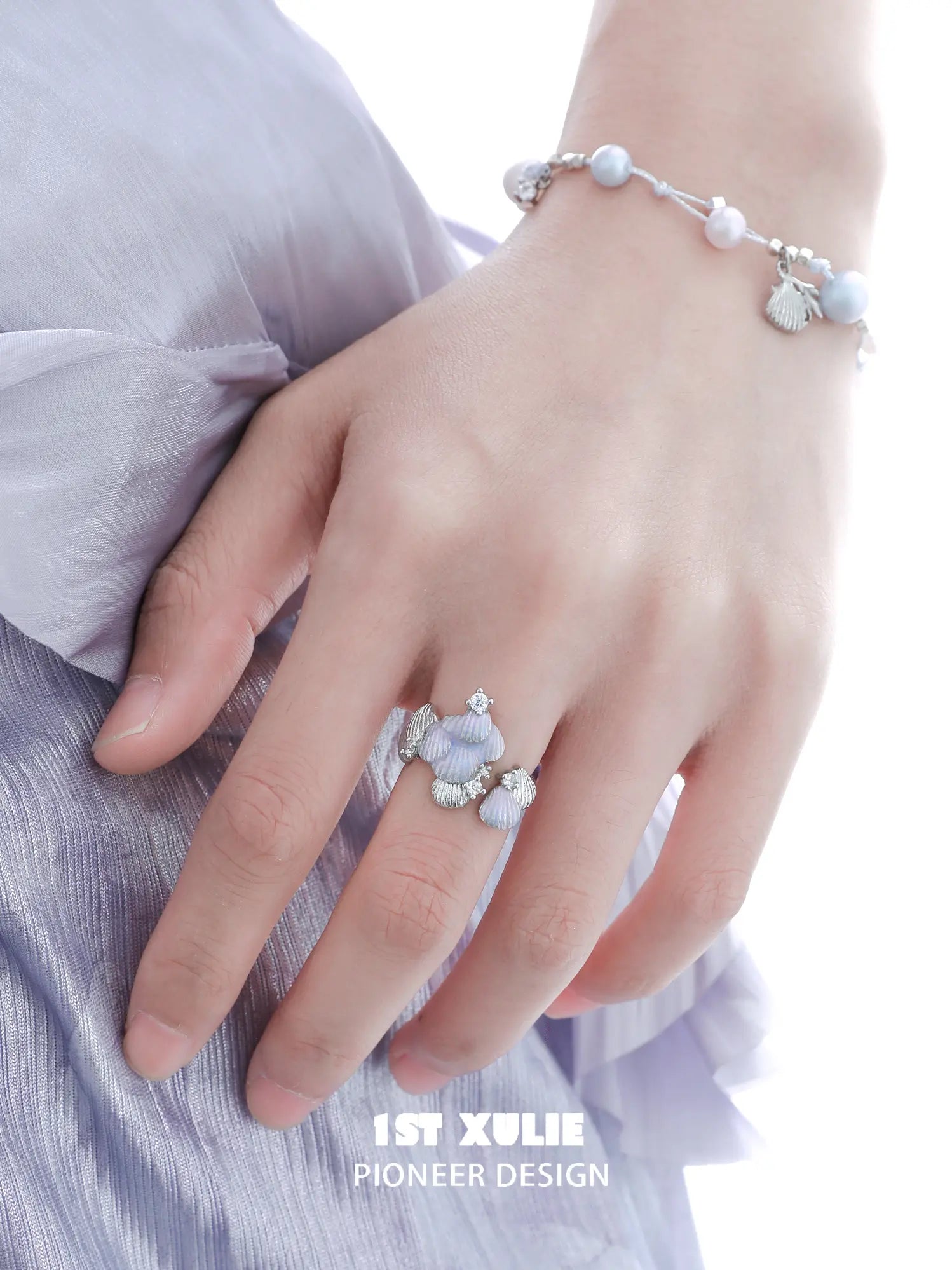 1ST XULIE "ATLANTIS" Adjustable Statement Seashell Ring - Product View
