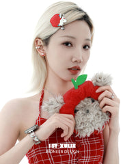 1ST XULIE "Cuties' Appleland" Asymmetrical Apple & Puppy Mismatched Stud Earrings in 925 Sterling Silver - Packaging View