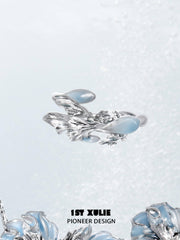 1ST XULIE "The Sea" Aquamarine Goldfish Ring in 925 Sterling Silver - Texture Detail