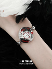 1ST XULIE "Soaring Cranes" Artistic Feather Watch in Platinum Plate - Detail Shot