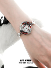 1ST XULIE "Soaring Cranes" Artistic Feather Watch in Platinum Plate - Lifestyle Shot
