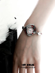 1ST XULIE "Soaring Cranes" Artistic Feather Watch in Platinum Plate - On Model