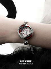 1ST XULIE "Soaring Cranes" Artistic Feather Watch in Platinum Plate - Side View