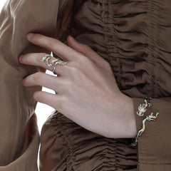 1ST XULIE "Loong" Ascending Dragon Ring in 925 Sterling Silver - Angled View