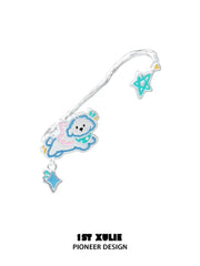 1ST XULIE "Angel Cuties" Asymmetrical Kitten & Puppy Ear Wraps in Platinum Plated - Lifestyle Shot