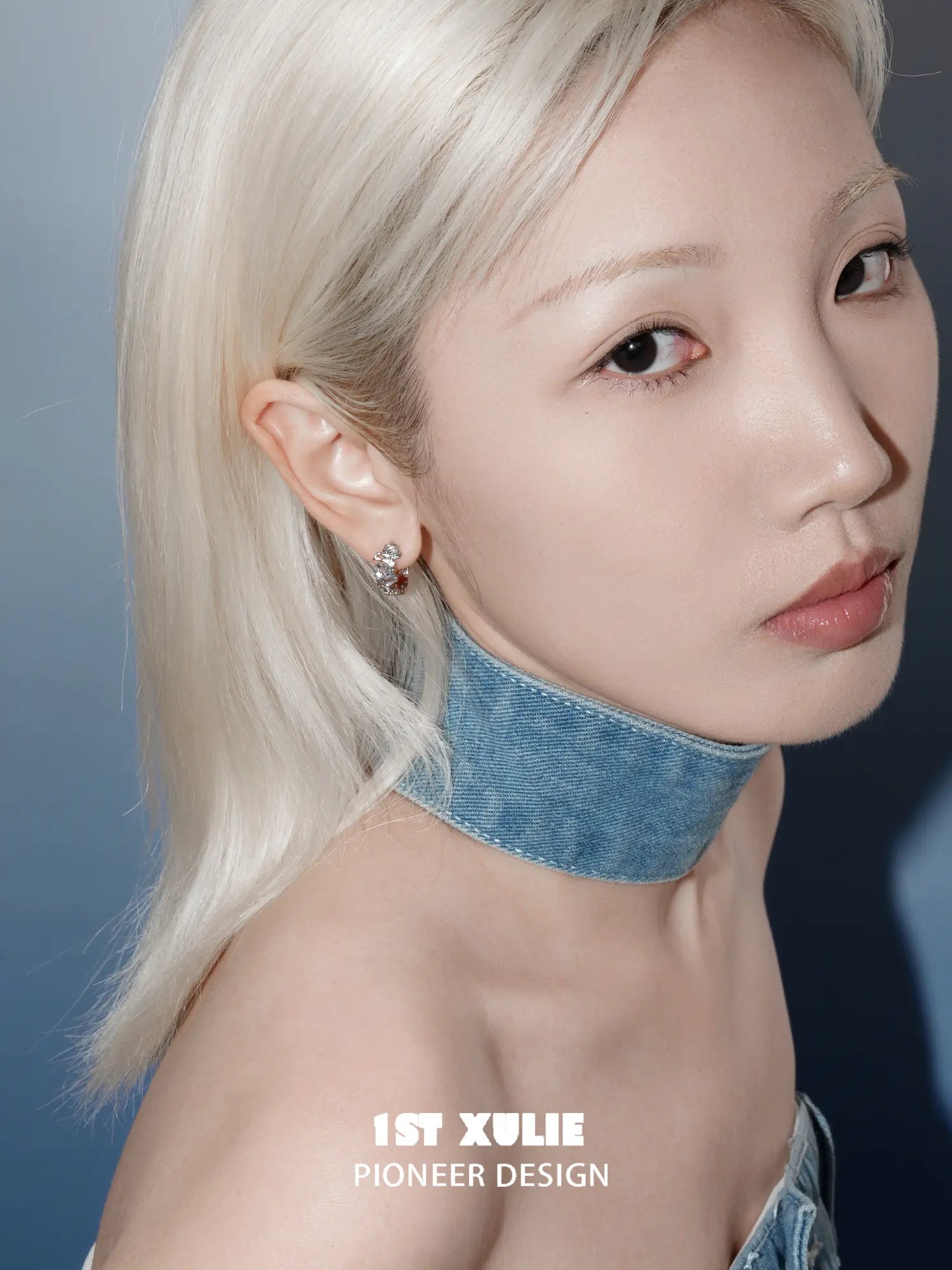 1ST XULIE Jewelry "THE SEA" Asymmetrical Ocean Wave Huggie Hoop Earrings - Angle 1