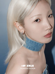 1ST XULIE Jewelry "THE SEA" Asymmetrical Ocean Wave Huggie Hoop Earrings - Angle 1