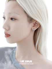 1ST XULIE Jewelry "THE SEA" Asymmetrical Ocean Wave Huggie Hoop Earrings - On Model