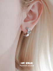 1ST XULIE Jewelry "THE SEA" Asymmetrical Ocean Wave Huggie Hoop Earrings - Packaging View