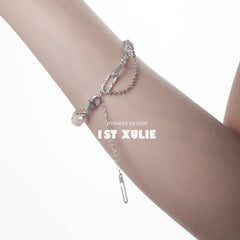 1ST XULIE "Tears of Mermaid" Baroque Pearl Bracelet in 925 Sterling Silver - Lifestyle Shot