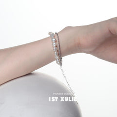 1ST XULIE "Tears of Mermaid" Baroque Pearl Bracelet in 925 Sterling Silver - On Model