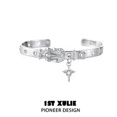1ST XULIE "Star Trails" Belt Buckle Link Bracelet in Platinum Plated - On Model