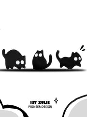 1ST XULIE "Ghosts Cat" Black Cat Stud Earrings in 925 Sterling Silver - Product View