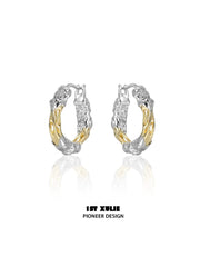1ST XULIE "Lucifer" Statement Black Swan Wing Hoop Earrings in Platinum Plated Brass - Detail Shot