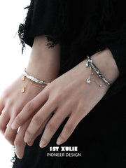 1ST XULIE "Lucifer" Platinum Plated Black Swan Wing Statement Cuff Bangle - Product View