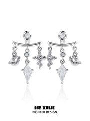 1ST XULIE "Snake Bite" Statement Black and White Serpent Stud Earrings in Platinum Plated - Packaging View