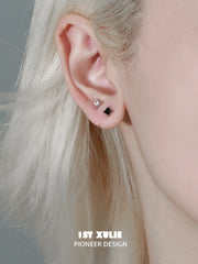 1ST XULIE "Snake Bite" Statement Black and White Serpent Stud Earrings in Platinum Plated - Size Comparison