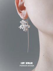 1ST XULIE Jewelry "Irises" Blue Iris Dangle Earrings in Silver Plated - Angle 1