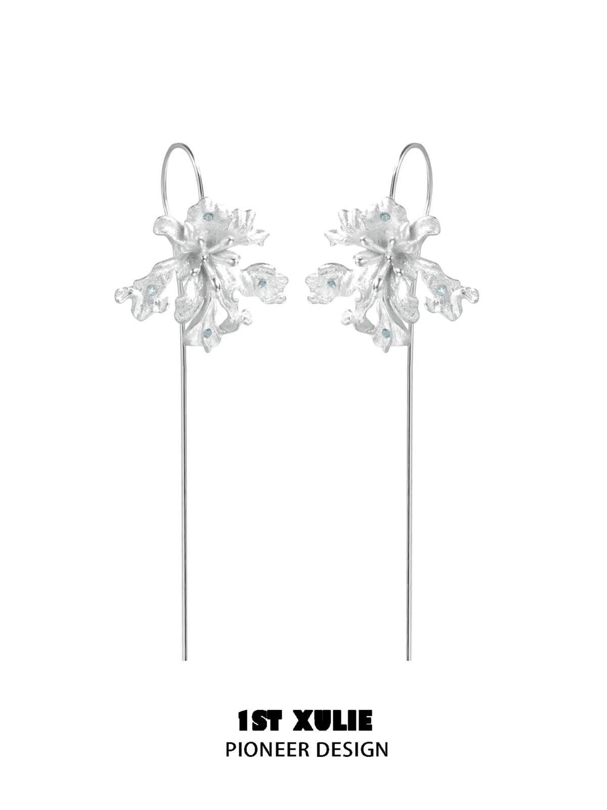 1ST XULIE Jewelry "Irises" Blue Iris Dangle Earrings in Silver Plated - Size Comparison