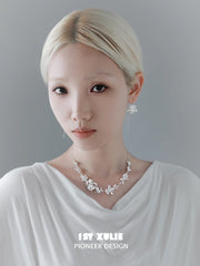 1ST XULIE Jewelry "Irises" Blue Iris Dangle Earrings in Silver Plated - Texture
