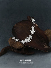 1ST XULIE Jewelry "Irises" Blue Zirconia Iris Necklace in Platinum Plated - Product View