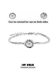 1ST XULIE "Mood Diary" Broken Heart Open Bangle in 925 Sterling Silver - On Model
