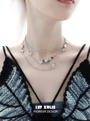 1ST XULIE "Butterfly Wasteland" Butterfly Abalone Tassel Necklace in Platinum Plated - Lifestyle Shot