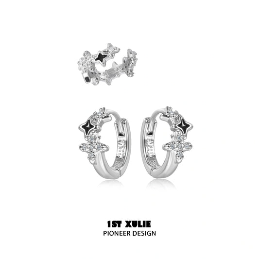 1ST XULIE "Star Trails" Dainty Butterfly Ear Clips & Stud Earrings in 925 Sterling Silver - Second Ear Cuff Style Product View