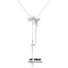 1ST XULIE "Whiterfly" Butterfly Tassel Pearl Lariat Necklace in Platinum Plated - Packaging View