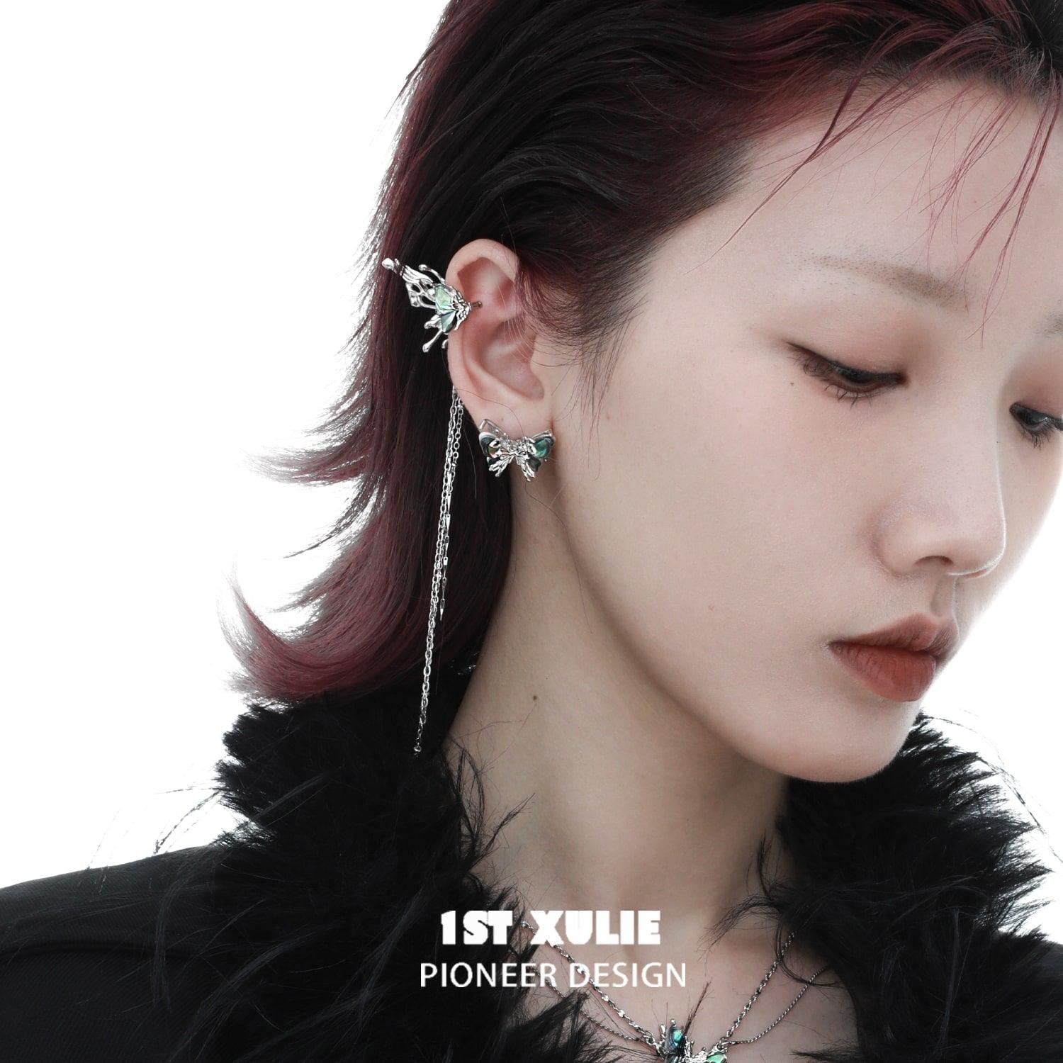 1ST XULIE "Butterfly Wasteland" Butterfly Tassel Non-Pierced Ear Wraps in 24K Gold Plated - Side View