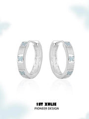 1ST XULIE "Whiterfly" Butterfly Wing Hoop Earrings in 925 Sterling Silver - Product View