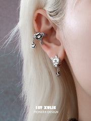 1ST XULIE Jewelry "POUR-OVER CAPYBARA" Novelty Enamel Capybara Drop Hoop Earrings - Angle 1