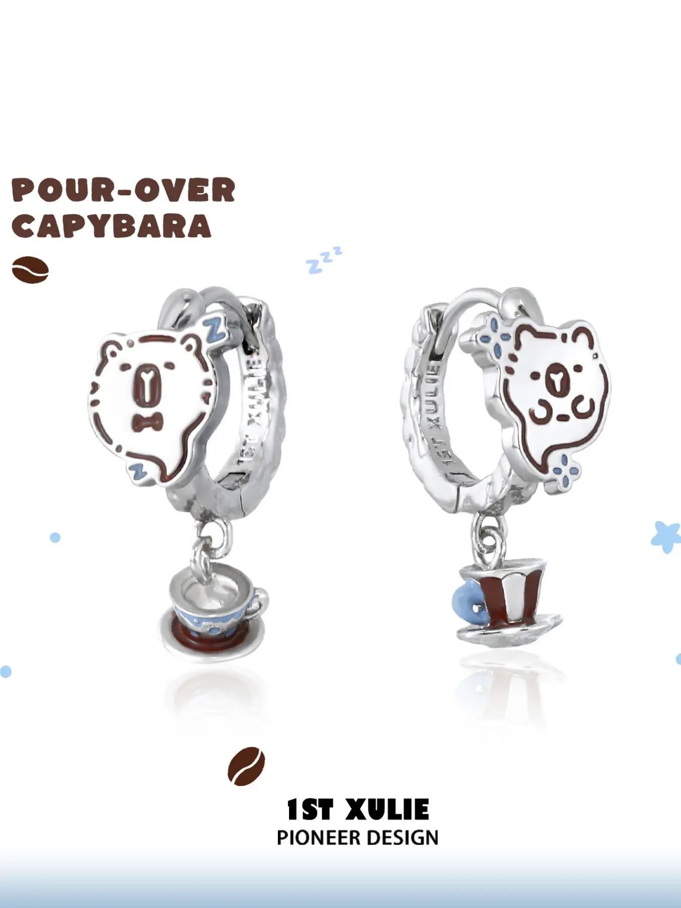 1ST XULIE Jewelry "POUR-OVER CAPYBARA" Novelty Enamel Capybara Drop Hoop Earrings - Size Comparison