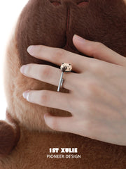 1ST XULIE Jewelry "POUR-OVER CAPYBARA" Capybara Zen Fidget Ring in Brass - Side View