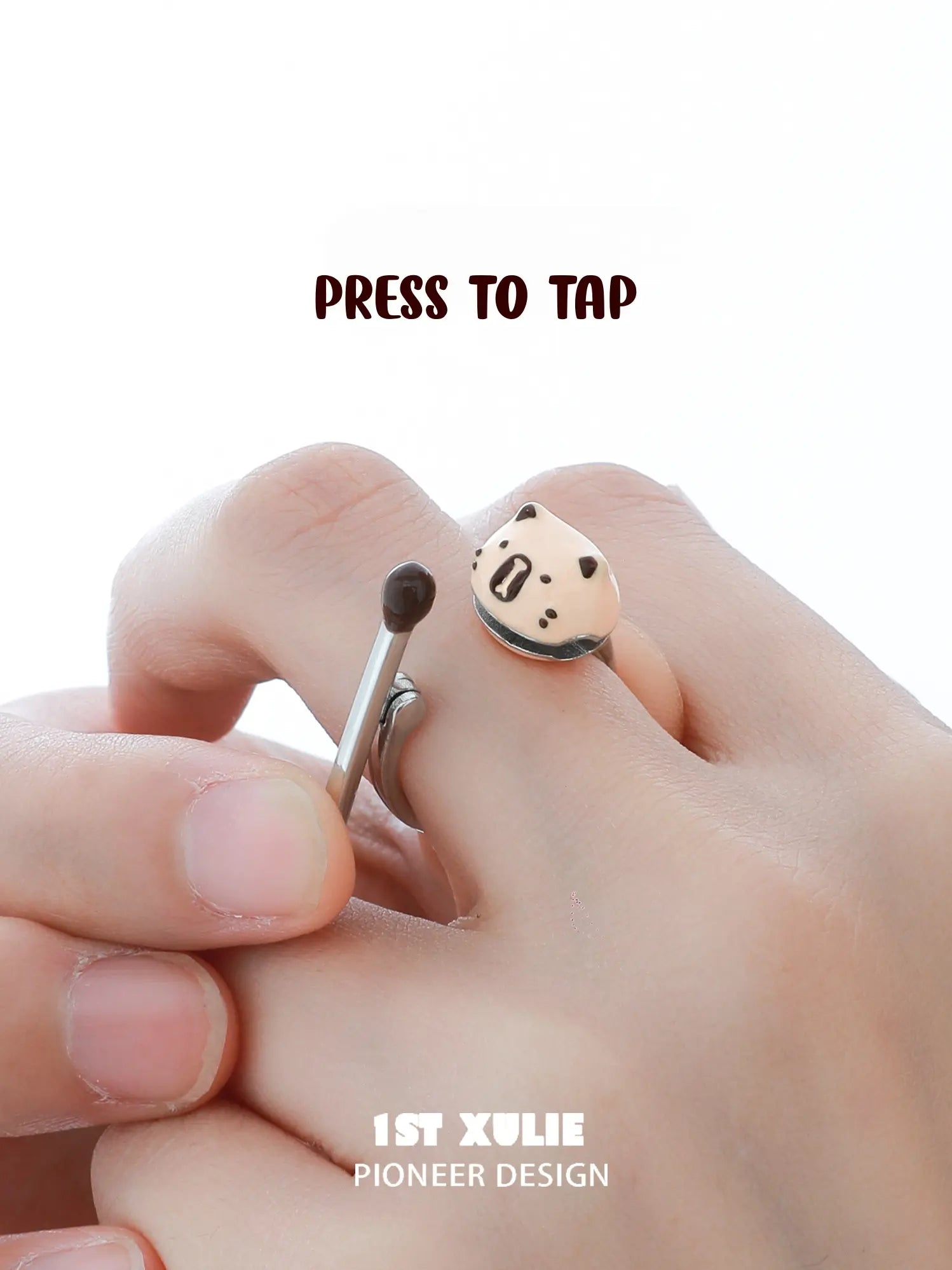 1ST XULIE Jewelry "POUR-OVER CAPYBARA" Capybara Zen Fidget Ring in Brass - Lifestyle Shot