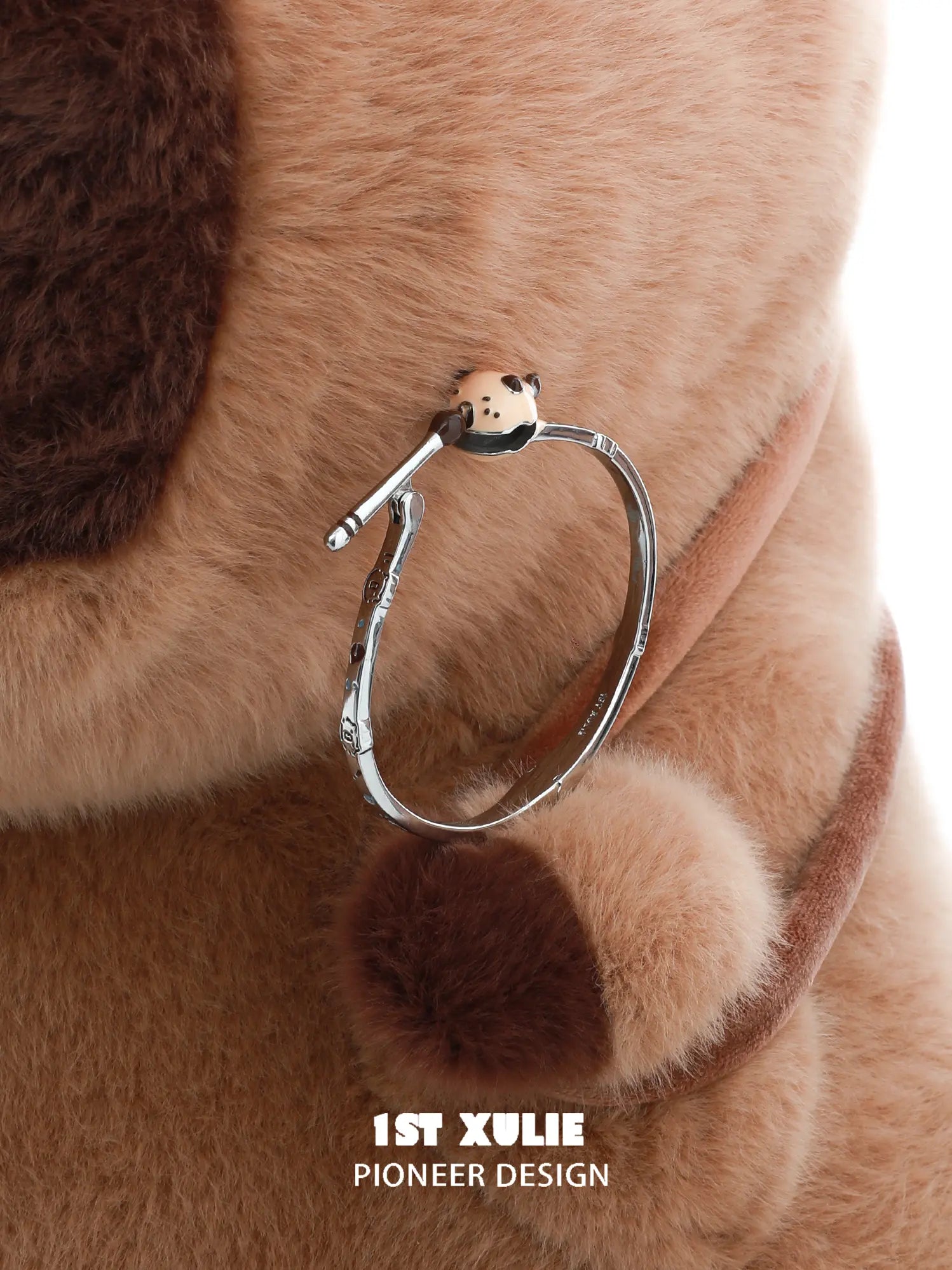 1ST XULIE Jewelry "POUR-OVER CAPYBARA" Enamel Capybara Zen Open Bangle in Enamel - Product View