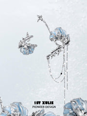 1ST XULIE "The Sea" Cascading Drip Tassel Ear Clips in Platinum Plated Titanium - Product View