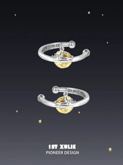 1ST XULIE "Cat's Gaze" Platinum Plated Cat Head Clip-on Cuff Earrings - Lifestyle Shot