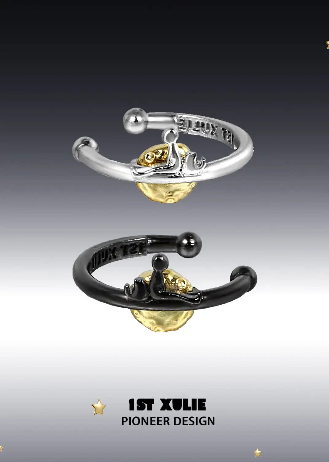 1ST XULIE "Cat's Gaze" Platinum Plated Cat Head Clip-on Cuff Earrings - Product View