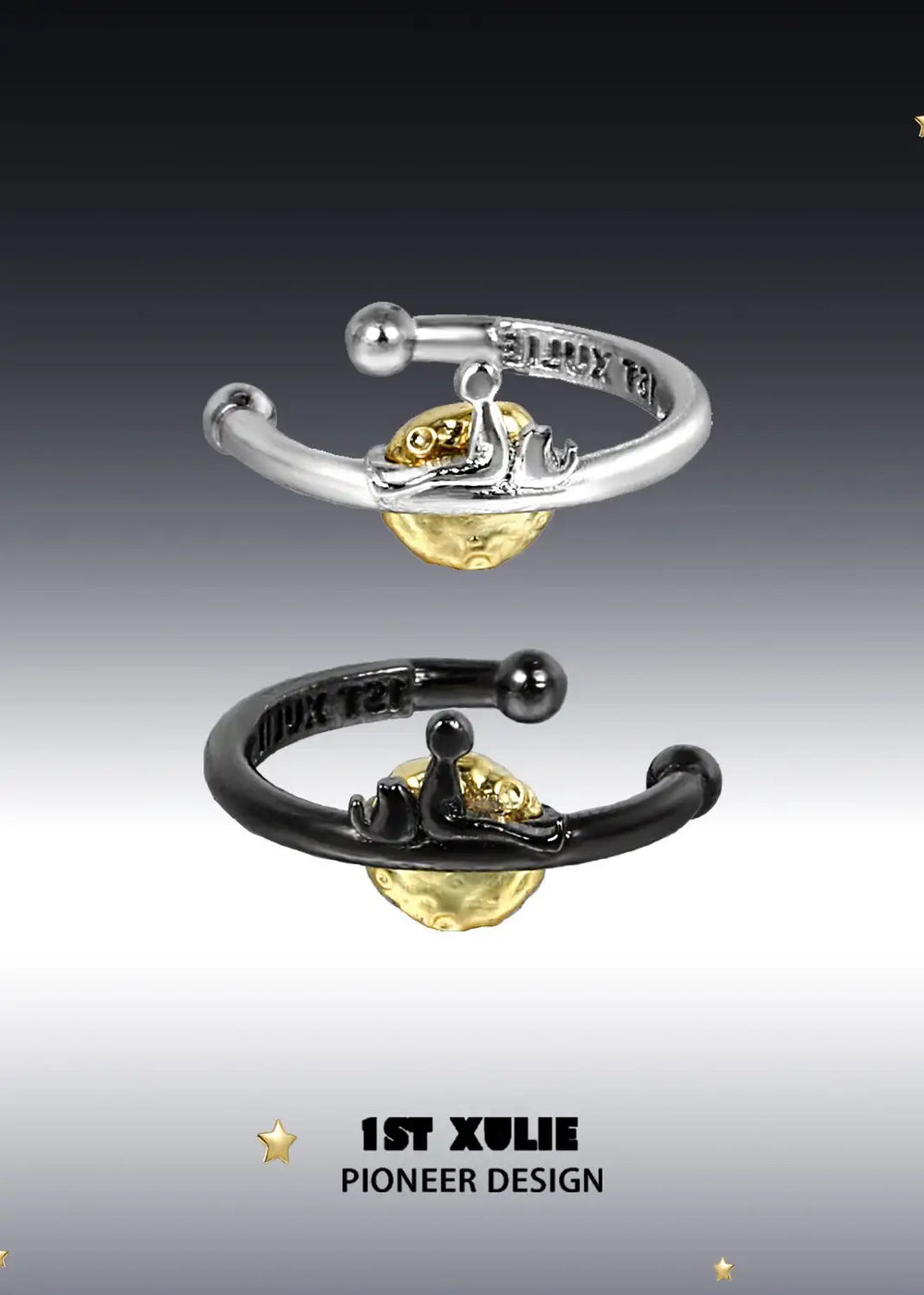 1ST XULIE "Cat's Gaze" Platinum Plated Cat Head Clip-on Cuff Earrings - Product View