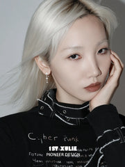 1ST XULIE Jewelry "Silver Angel" Celestial Brushed Starburst Dangle Earrings in 925 Sterling Silver - Side View