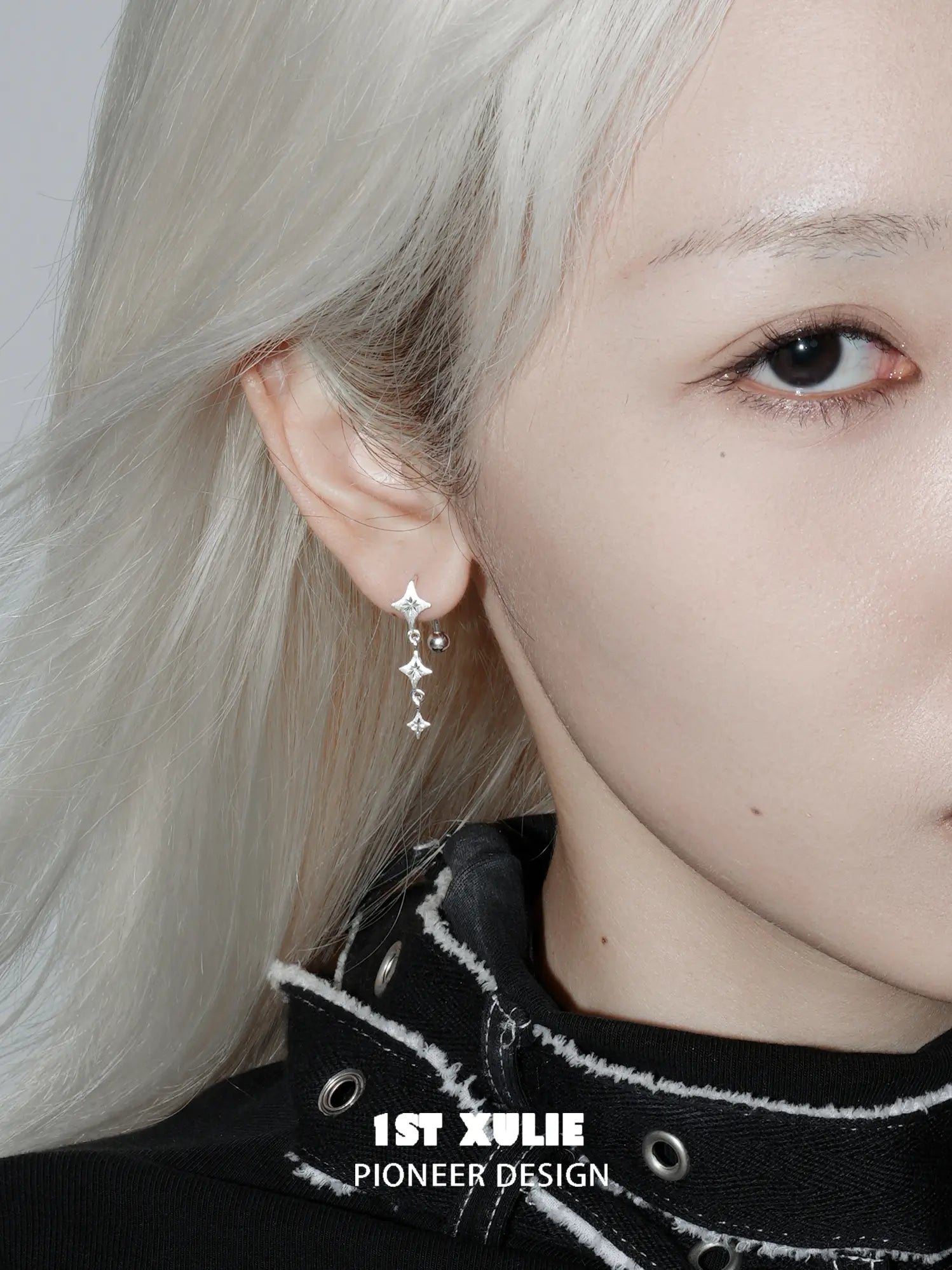 1ST XULIE Jewelry "Silver Angel" Celestial Brushed Starburst Dangle Earrings in 925 Sterling Silver - Product View
