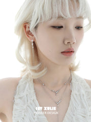 1ST XULIE Jewelry "Silver Angel" Celestial Brushed Starburst Dangle Earrings in 925 Sterling Silver - Detail Shot