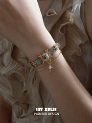 1ST XULIE "DREAM HORSE" Celestial Dream Unicorn Bracelet in 18K Gold & Platinum Plating - Angle View
