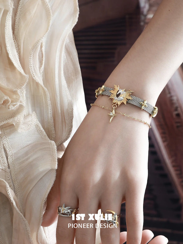 "DREAM HORSE" 18K Gold Plated Celestial Dream Unicorn Layered Charm Bracelet
