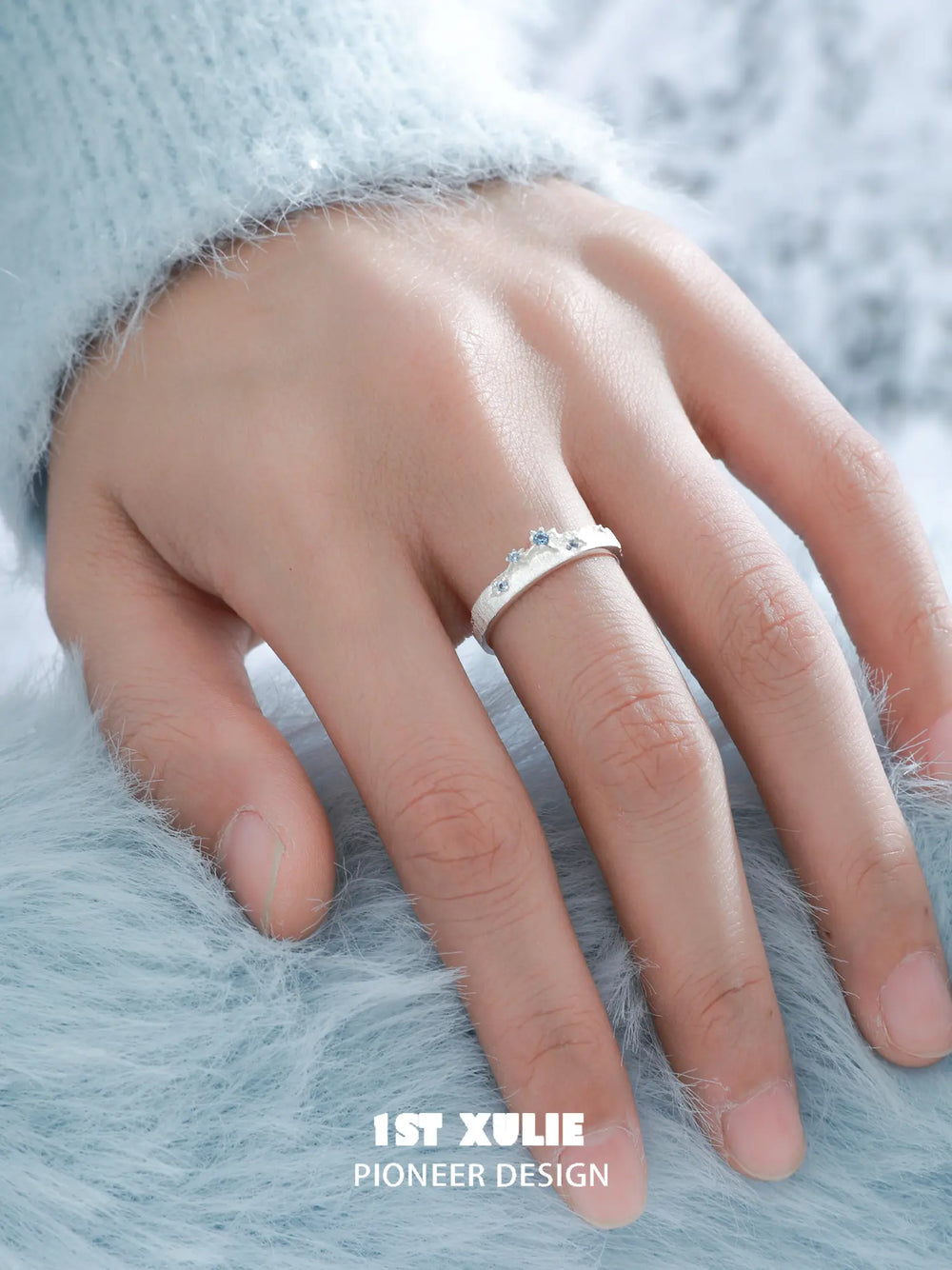 1ST XULIE "Starry Night" Celestial Orbit Ring in 925 Sterling Silver - On Model