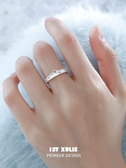 1ST XULIE "Starry Night" Celestial Orbit Ring in 925 Sterling Silver - Side View